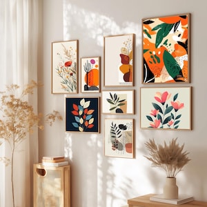 900+ Abstract Flowers Wall Set, eclectic wall art, vibrant wall art, flower prints, maximalist floral art, Colorful Decor, digital download