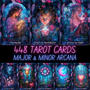 Ethereal Dream Tarot Deck Afdrukbare Digitale Tarotkaarten Grote & Kleine Arcana Aquarel Tarot PNG PDF Downloadbare Tarotkaartenset