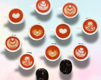 Set of 12 Coffee Cup Magnets | Latte Lovers Refrigerator Magnets | Home Gift for Friends | Cafe Espresso Fridge Magnet | Fun Kitchen Decor