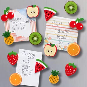 Set of 14 Fruit Shaped Fridge Magnets | Fruit Slice Refrigerator Magnets  | Housewarming Gifts | Cute Fridge Magnet | Fun Kitchen Decor