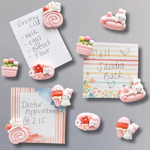 Set of 10 Bunny Sweets Fridge Magnets | Cute Refrigerator Magnets | Gift for Women | Fun Fridge Magnet | Kawaii Kitchen Decor | Locker Decor