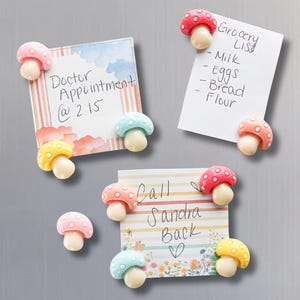 Set of 10 Cute Mushroom Fridge Magnets | Toadstool Refrigerator Magnets | Gift for Nature Lovers | Cottagecore Fridge Magnet | Kitchen Decor