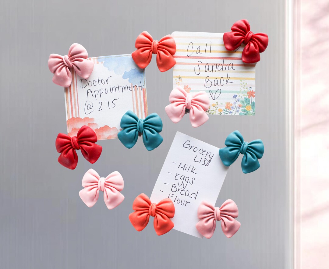 Set of 10 Colorful Bow Fridge Magnets | Ultra Cute Refrigerator Magnets ...