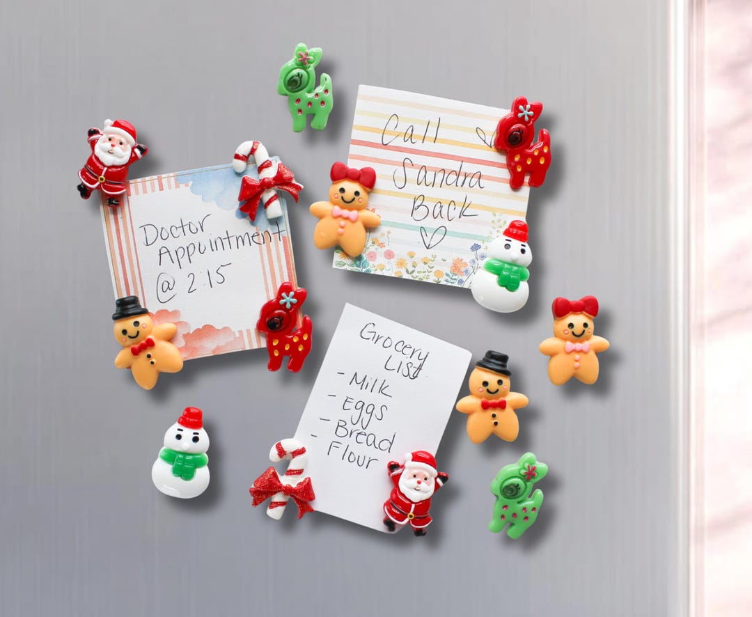 Set of 14 Christmas Fridge Magnets Set: Santa, Holiday Decor, Home Gift ...
