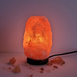 Himalayan Natural Pink Salt Lamp, Hand Crafted I Natural Warm Amber Glow I Dimmer Switch, Wooden Base, (7-9 inches, 9-10 lbs.)