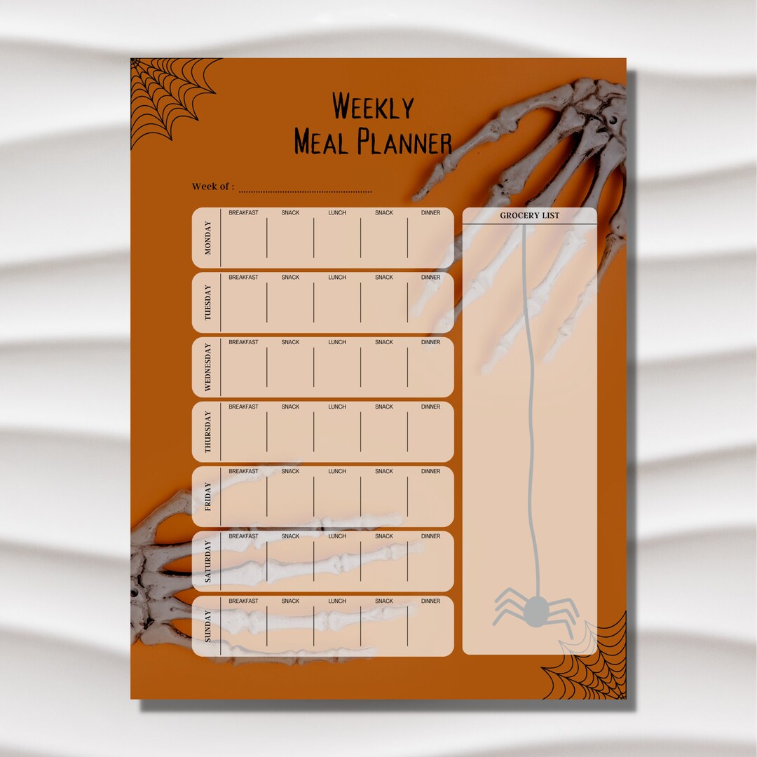Halloween Planner | Halloween Weekly Meal Planner | Fall Meal Planner ...