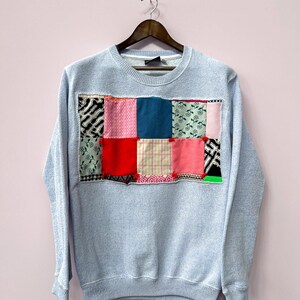 Quilt Patchwork Light Blue Sweatshirt - Size M/L