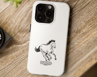 Telefoonhoesje christelijk paard, western bijbeltekst, cadeau cowgirl