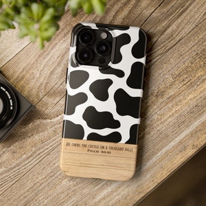 Cow Print Christian Phone Case: Bible Verse, Country Western