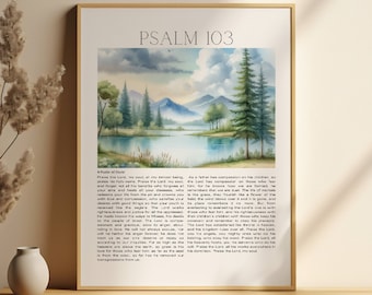 Psalm 103 Berglandschaft Kunst: Christliche Schrift Druck (Digitaler Download)