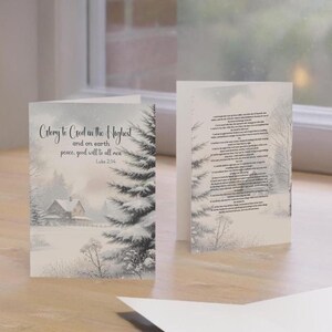 Glory to God Christmas Card, Luke 2:14 Scripture, Religious Greetings