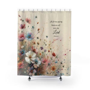 Rideaux de douche aquarelle fleurs sauvages, rideaux de douche floraux chrétiens, rideau de douche versets bibliques, cadeaux religieux, comme pour moi et ma maison