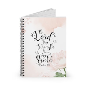 Pink Floral Bible Study Notebook, Christian Prayer Journal, Bible Verse Sermon Notebook, Inspirational, Spiral, Religious Gifts for Women
