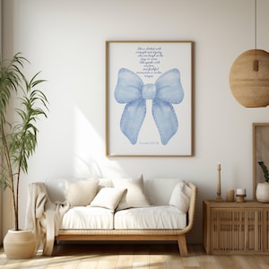 Proverbs 31 Blue Bow Print: Christian Wall Art (Digital Download)