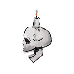 Candle Lit Skull Sticker: Gothic Halloween Macbook Decal