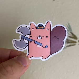 Battle squirrel - cute vinyl sticker