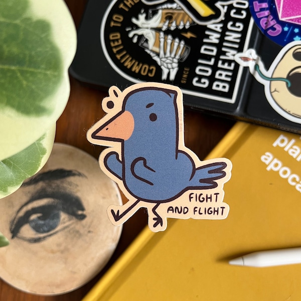 Fight & Flight - cute angry bird vinyl sticker