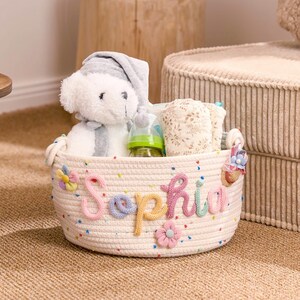 Handgefertigter Süßigkeiten Korb • Wäschekorb • Neugeborenen Geschenk • Baby Party Geschenke • Spielzeug Korb • Baby Name Geschenk • Aufbewahrung