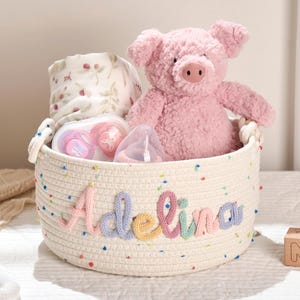 Handgefertigter Süßigkeiten Korb • Wäschekorb • Neugeborenen Geschenk • Baby Party Geschenke • Spielzeug Korb • Baby Name Geschenk • Aufbewahrung