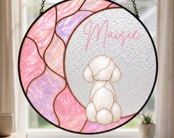 Custom Pet Portrait Suncatcher, Personalized Textured Glass Window Hanging with Name