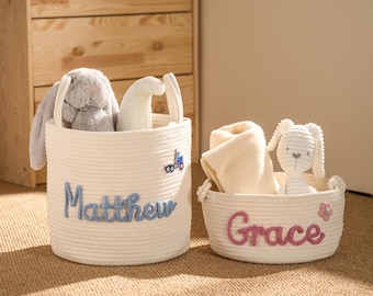 Handmade Storage Basket Personalized Nursery baby Shower Gift S-4XL Icon Option