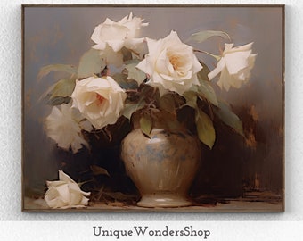 Digital Art for Wall Decor - Eternal Grace - White Rose Still Life for Frame TV & Digital Download