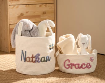 Handmade Storage Basket Personalized Nursery baby Shower Gift S-4XL Icon Option