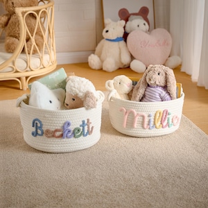 Handgemachter Namenskorb • Wäschekorb • Neugeborenen Geschenk • Baby-Dusche-Geschenke • Spielzeugkorb • Baby Name Geschenk • Aufbewahrung