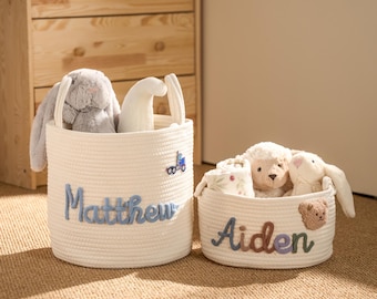 Handmade Storage Basket Personalized Nursery baby Shower Gift S-4XL Icon Option