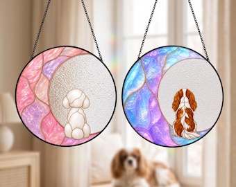 Custom Pet Portrait Suncatcher, Personalized Textured Glass Window Hanging with Name
