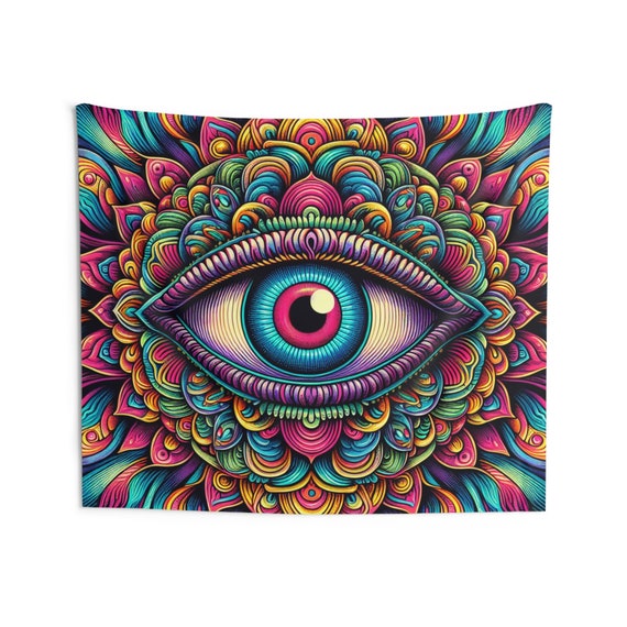 Buy Trippy Eye Mandala Tapestry Camping Music Festival Decorations Rave Accessories Psychedelic Wall Art Dorm Room Decor Home Online in India Etsy
