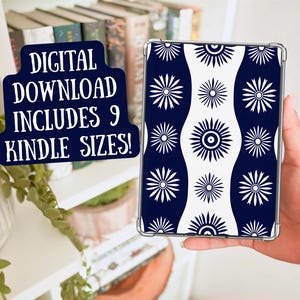 Wavy Navy Kindle Insert Digital Download | Beachy E-Reader Aesthetic | Coastal Vibes Background | Kindle Oasis, Paperwhite, Scribe