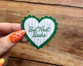 But First Books Heart Vinyl Sticker | Bookish
