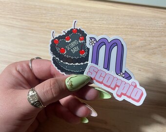 Scorpio Zodiac Sticker 3 Pack – Birthday Cake with Scorpio Design | Handmade