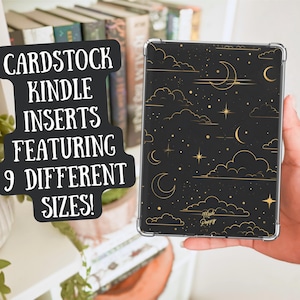 Celestial Stars & Moons Heavy Cardstock Kindle Insert | Black Background | Kindle Oasis, Paperwhite, Scribe