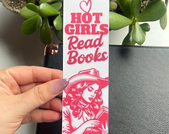 Hot Girls Read Books Bookmark | Cowgirl Laminated Bookmark