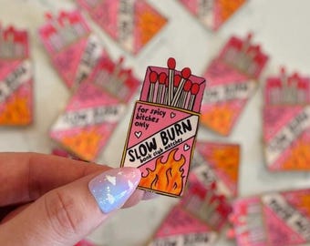 Slow Burn Book Club Sticker – Handmade and Laminated | Spicy Romance Reader Sticker | Bookish Kindle Water Bottle Decal | Matchbook Sticker