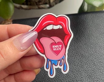 Smut Slut Lips Sticker – Spicy Romance Bookish Laminated Decal