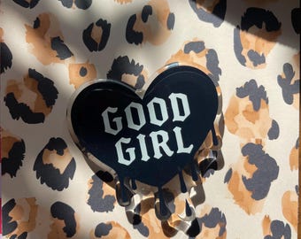 Good Girl Black Heart Kindle Grip | Cozy Bookish Grip for E-Readers, Phones & Tablets | Dark Romance Aesthetic Accessory