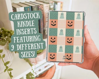 Halloween Checkered Kindle Insert | Teal & Orange, Cottagecore