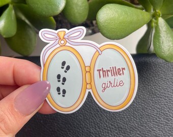 Thriller Girlie Locket Sticker | Bookish Decal for Kindle, Laptops & Water Bottles | Mystery True Crime Book Lover Gift