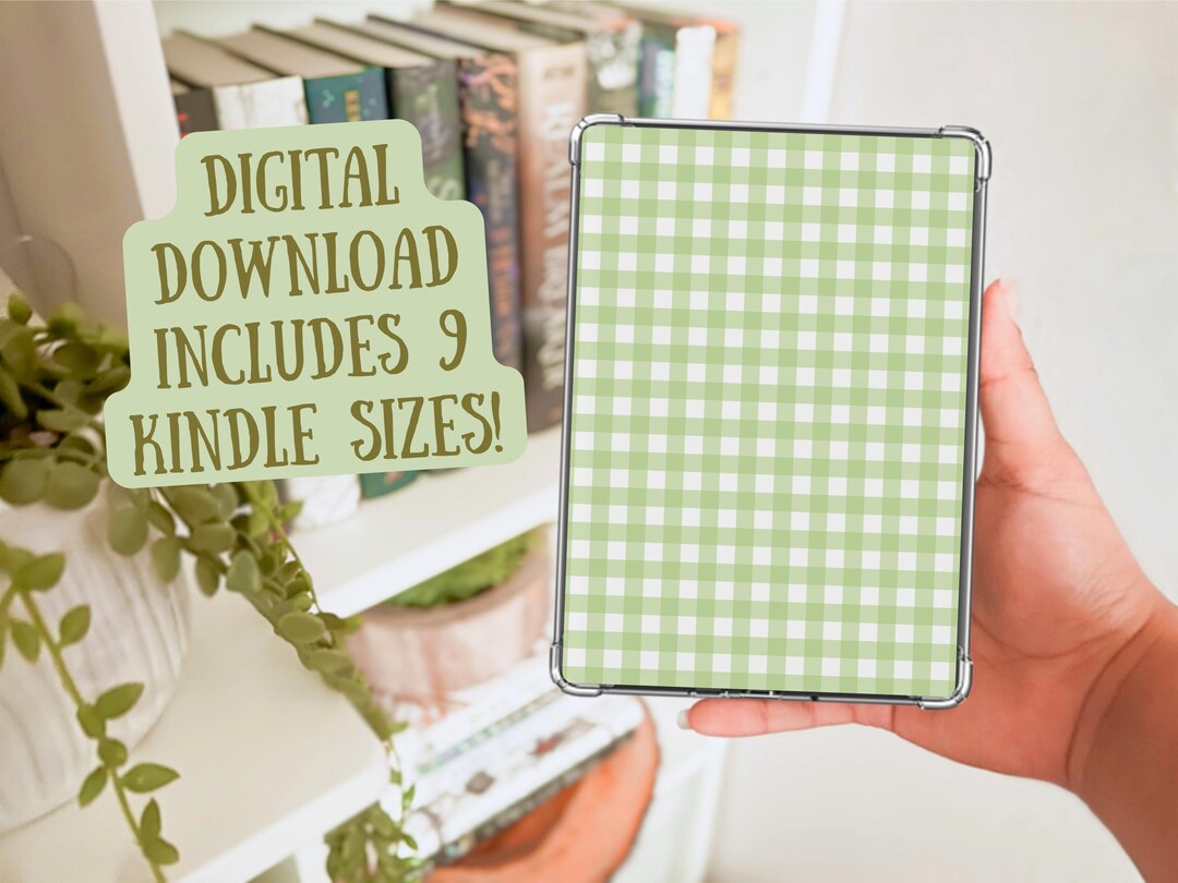 Light Green Gingham Kindle Insert Digital Download | Cottagecore ...