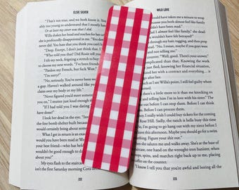 Handmade Pink Gingham Laminated Bookmark | Book Lover Gift