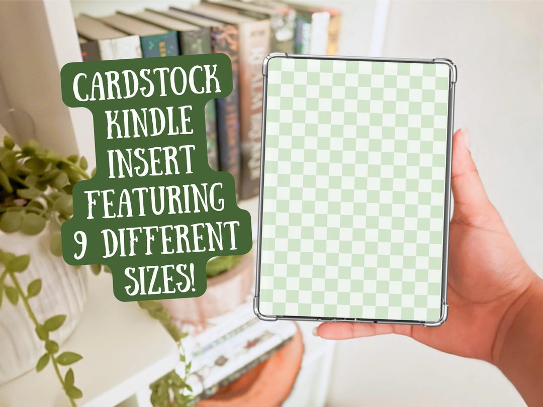 Green Checkered Heavy Cardstock Kindle Insert | Cottagecore E-reader ...