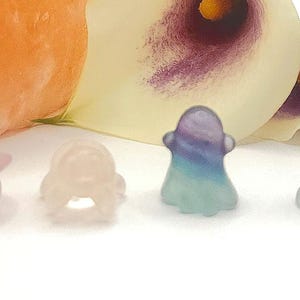 mini fluorite carvings rainbow crystal carvings, Halloween crystals, mini crystals, pocket crystal