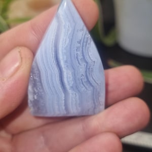 Blue Lace Agate Flame Crystal Carving: Freeform Gemstone (28g)