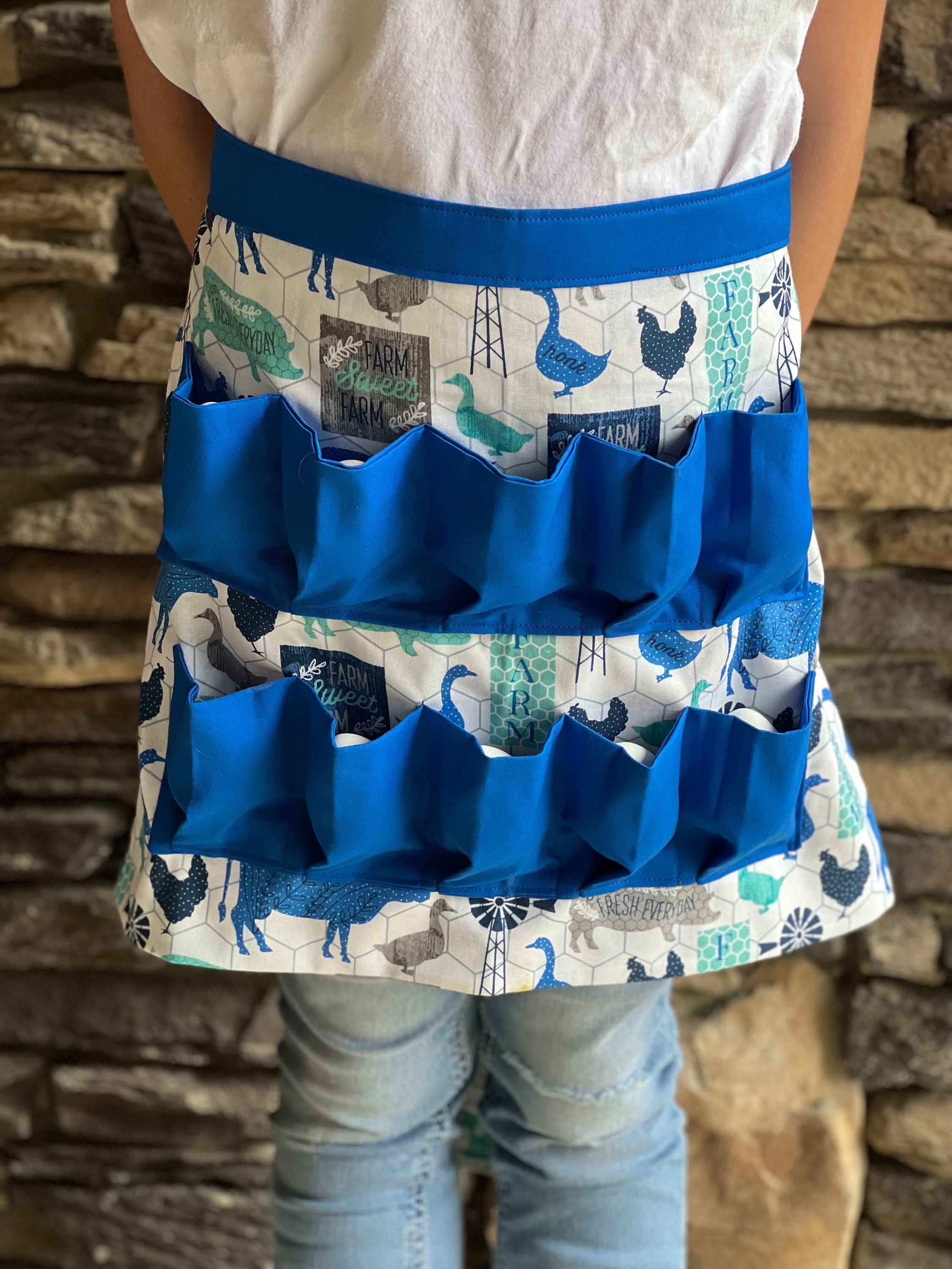 Egg Gathering Apron,Garden Apron,Egg Collecting Apron ，Harvest Apron,  Cotton Apron，Egg Apron-caramel for adult and kids