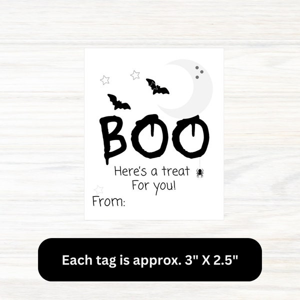 Editable Halloween Tags Printable Classroom Favors Trick or Treat Template Boo Your Neighbor Instant Download Ghost Gift Treat Bag