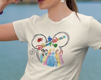 Camicia Disney World Comfort Colors, Felpa Disney Vacation, Camicia Disney Girl Trip, Camicia Compleanno Principessa, Camicia Disneyworld vintage