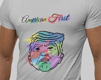 American First Shirt for Men, Regular Round Neck T-Shirt, Donald Trump T-Shirt, Best Quality T-Shirt, Short Sleeve T-Shirt, Gift for Him